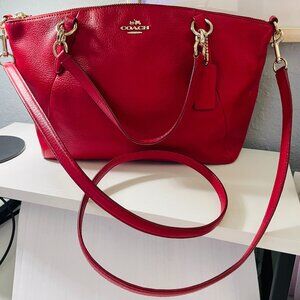 COACH Mini Bennett Satchel Red Pebbled Leather Crossbody Gold Hardware